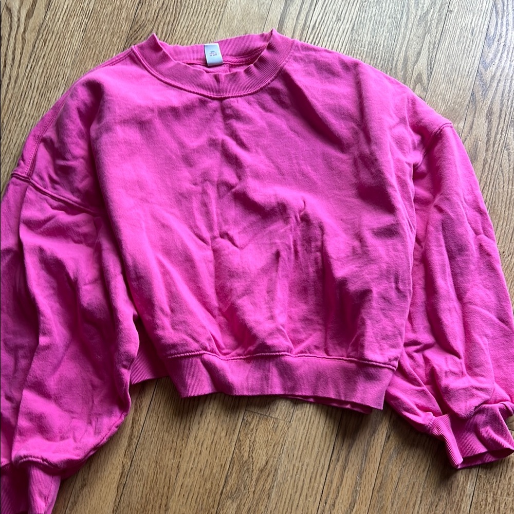 Cropped Hot Pink Crewneck Sweatshirt